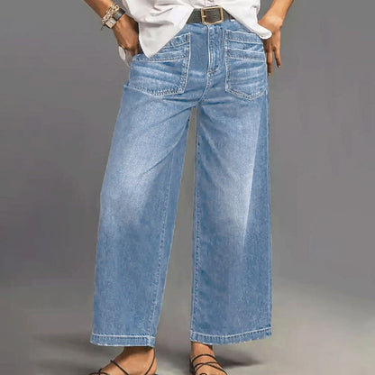 Rexelle™ - Jean Femme Taille Haute Coupe Large Denim Confort & Style Moderne
