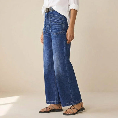 Rexelle™ - Jean Femme Taille Haute Coupe Large Denim Confort & Style Moderne