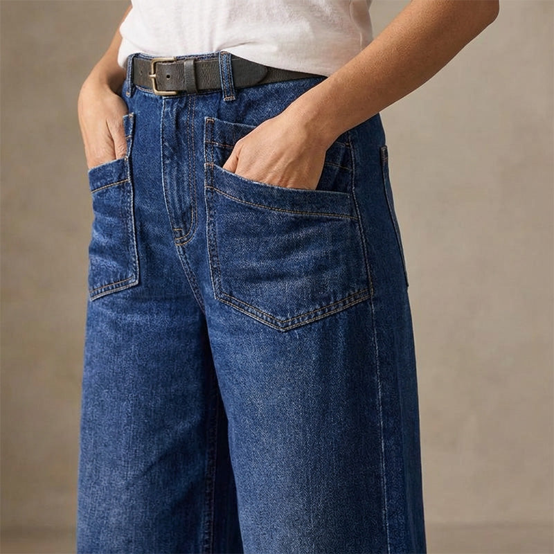 Rexelle™ - Jean Femme Taille Haute Coupe Large Denim Confort & Style Moderne