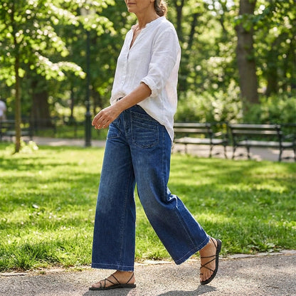 Rexelle™ - Jean Femme Taille Haute Coupe Large Denim Confort & Style Moderne