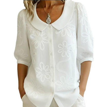 Perina™ - Chemise Fleurie Brodée Style Rétro