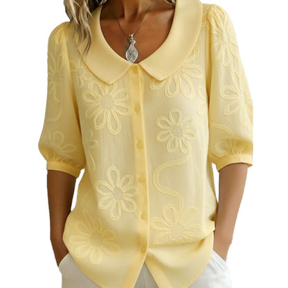 Perina™ - Chemise Fleurie Brodée Style Rétro