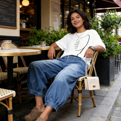 Jeans Holgados Mujer Cintura Elástica – Corte Cropped Cómodo y Moderno