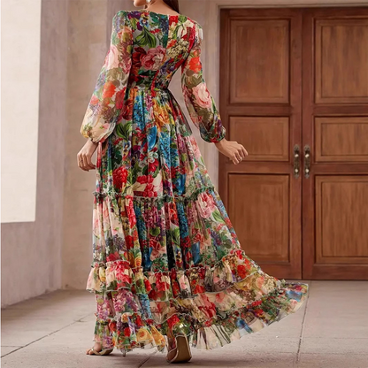 Lufara | Elegantes Blumenkleid mit luftigen Volantlagen