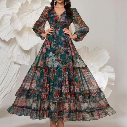 Lufara | Elegantes Blumenkleid mit luftigen Volantlagen