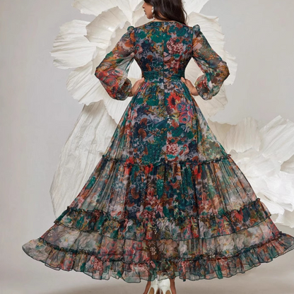 Lufara | Elegantes Blumenkleid mit luftigen Volantlagen