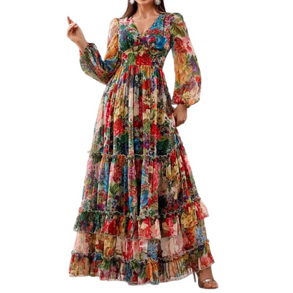 Lufara | Elegantes Blumenkleid mit luftigen Volantlagen