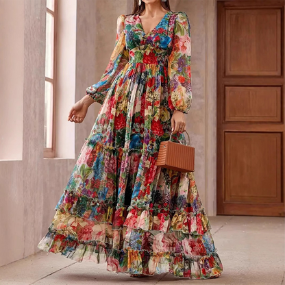 Lufara | Elegantes Blumenkleid mit luftigen Volantlagen
