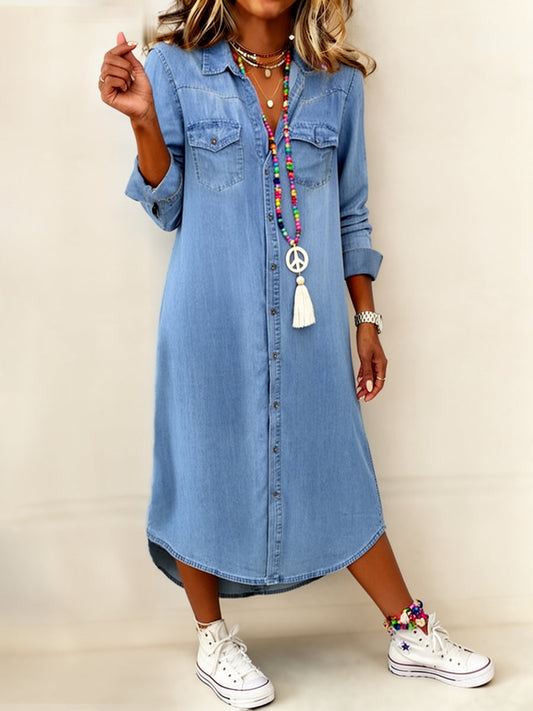 Helen | Casual Elegant Long Denim Shirt Dress