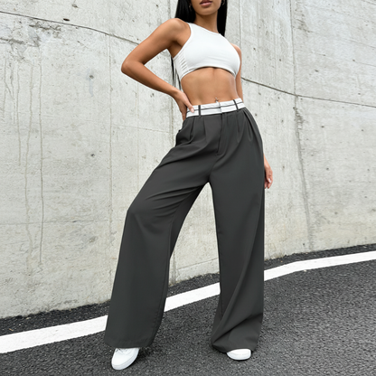 Osmina | Stilvolle Palazzo-Hose mit modernem Zweifarb-Bund