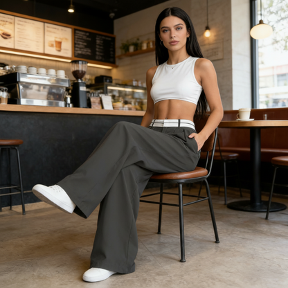 Osmina | Stilvolle Palazzo-Hose mit modernem Zweifarb-Bund