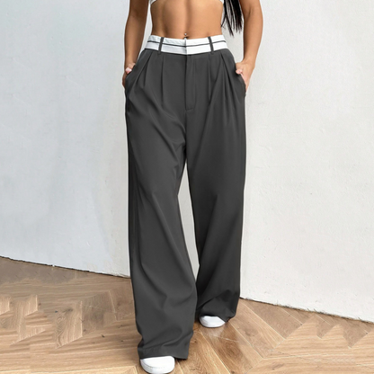Osmina | Stilvolle Palazzo-Hose mit modernem Zweifarb-Bund