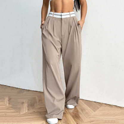Osmina | Stilvolle Palazzo-Hose mit modernem Zweifarb-Bund