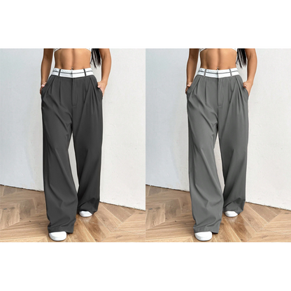Osmina | Stilvolle Palazzo-Hose mit modernem Zweifarb-Bund