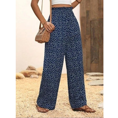 Zevafa | Weite Damenhose mit elastischer Taille und Punktmuster