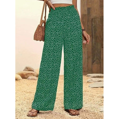 Zevafa | Weite Damenhose mit elastischer Taille und Punktmuster