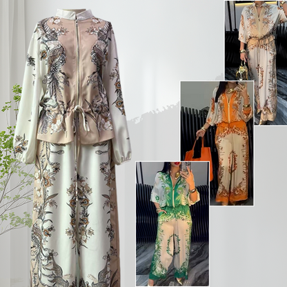 Katya - Elegante Estampado Floral Conjunto De Dos Piezas