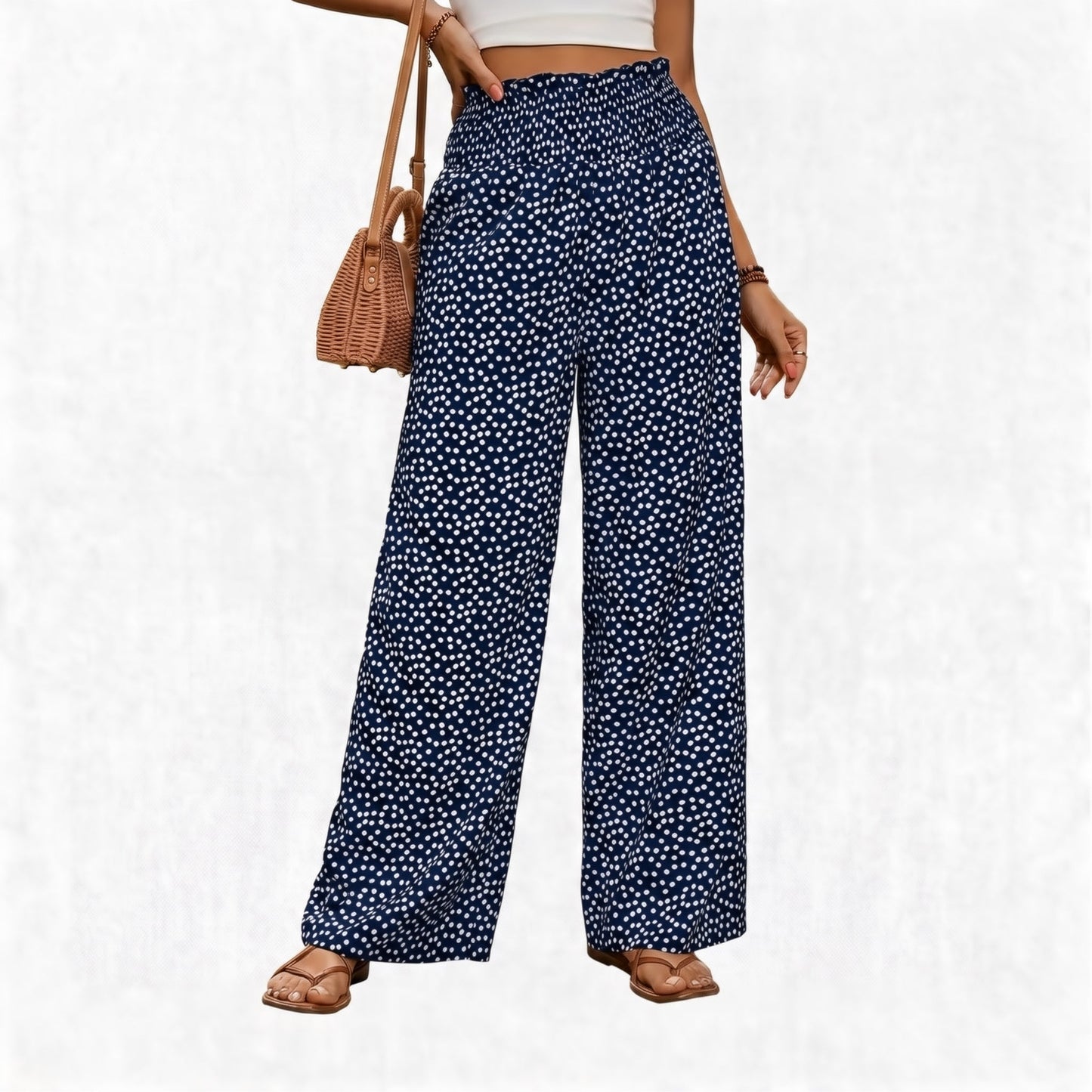 Stella Pellegrini™ Effortless Wide Leg Smocked Trousers