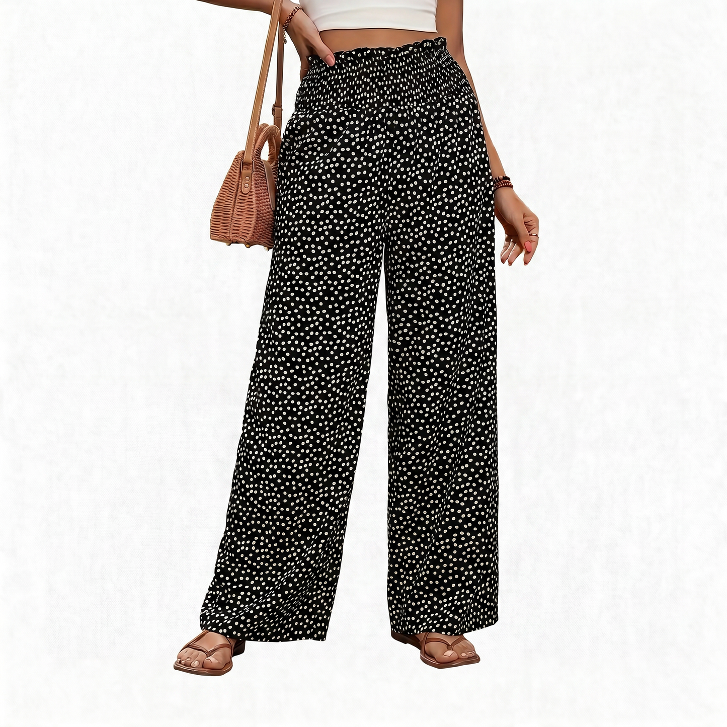 Stella Pellegrini™ Effortless Wide Leg Smocked Trousers