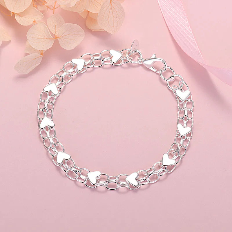 Sterling Silver Heart Bracelet | Classic Elegance-Nora Luxe