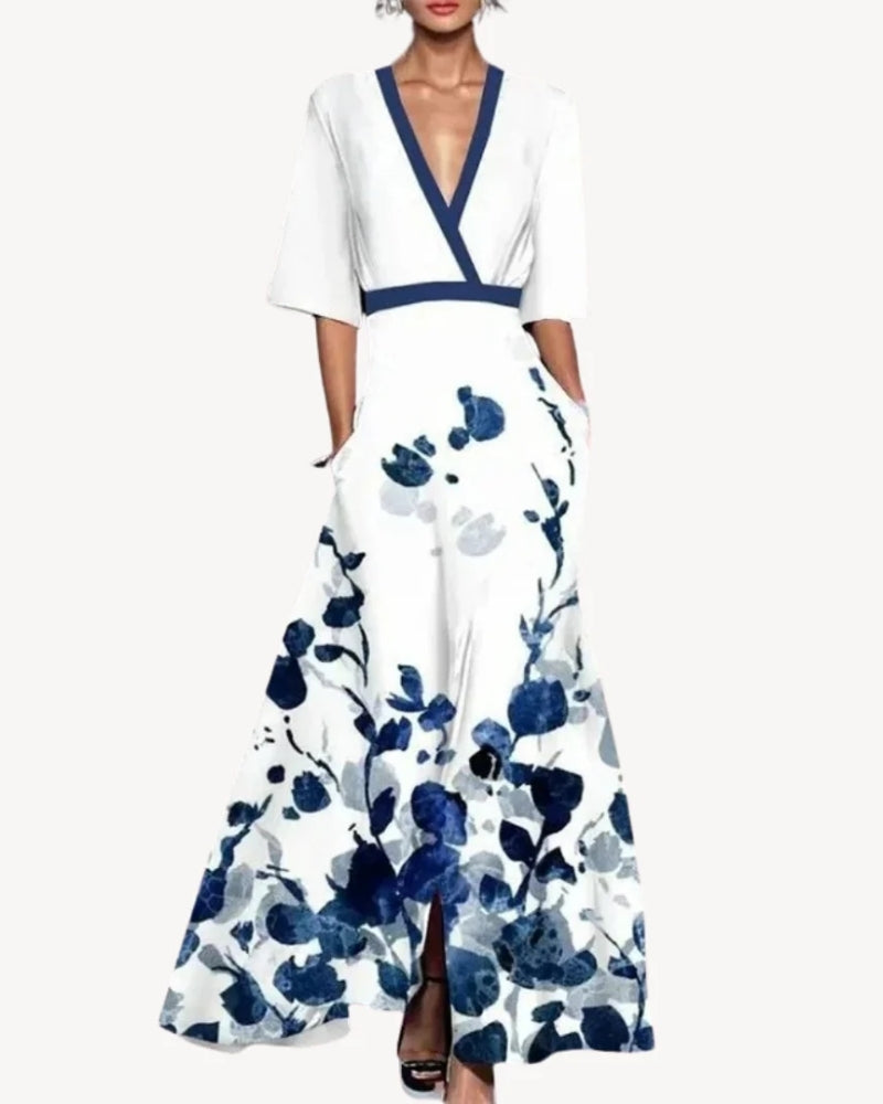 Adelyn - Wrap Style Maxi Evening Dress
