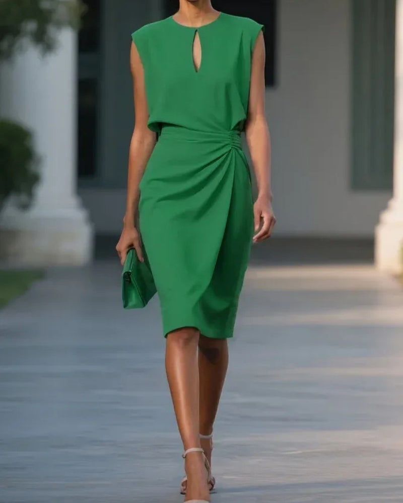 Stilvoll Damen Midi Abendkleid | Ärmellos