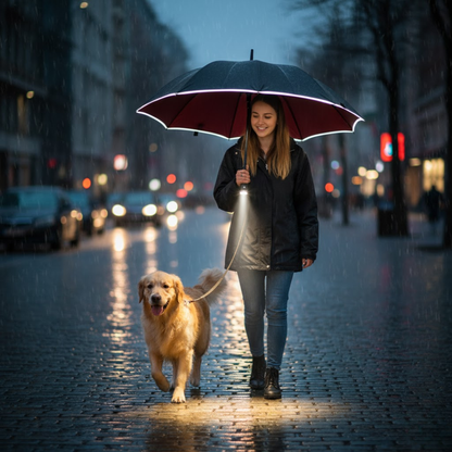 Sturmfester Automatik-Regenschirm mit LED-Beleuchtung