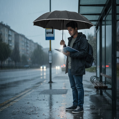 Sturmfester Automatik-Regenschirm mit LED-Beleuchtung