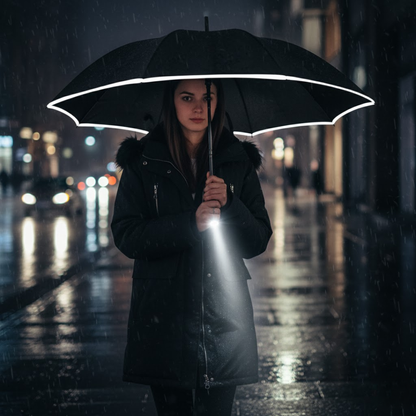 Sturmfester Automatik-Regenschirm mit LED-Beleuchtung