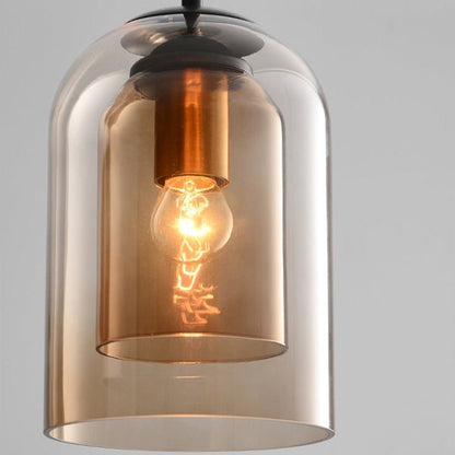 Stylish Double Glass Pendant Light - AuraGlass-Smoke Grey-State of Style