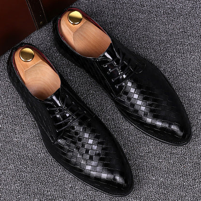 Stylish Leather Men's Lace-up Shoes - Casper-Black-5.5-Nora Luxe