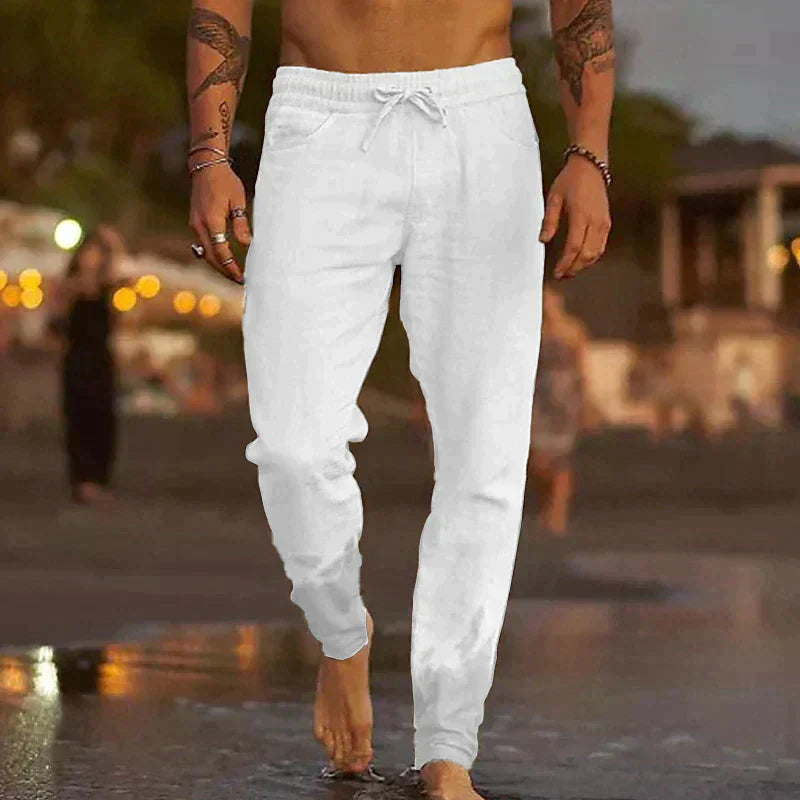 Stylish Linen Men's Trousers - Theo-White-S-Nora Luxe