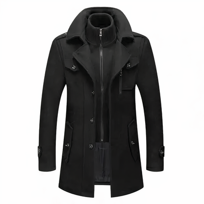 Stylish Men's Jacket with Double Collar - Milan-Black-S-Nora Luxe