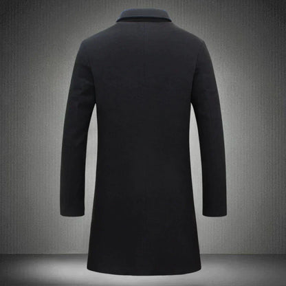 Stylish Wool Men's Coat - Maxwell-Black-2XS-Nora Luxe