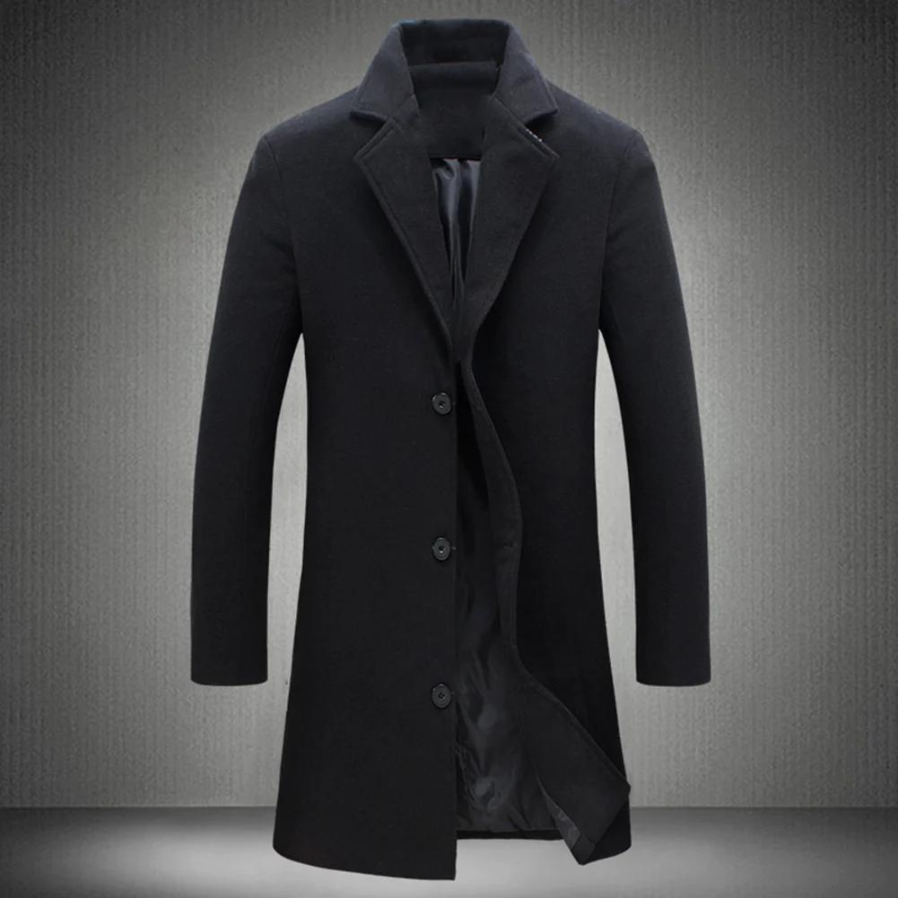 Stylish Wool Men's Coat - Maxwell-Black-2XS-Nora Luxe