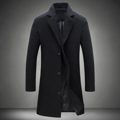Stylish Wool Men's Coat - Maxwell-Black-2XS-Nora Luxe
