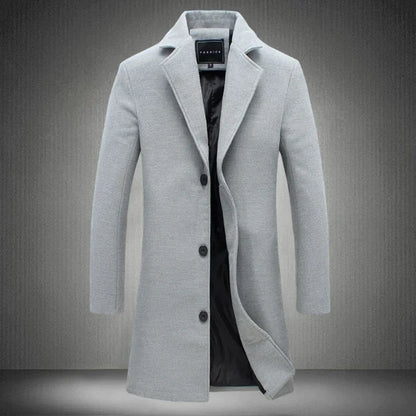 Stylish Wool Men's Coat - Maxwell-Light Gray-2XS-Nora Luxe