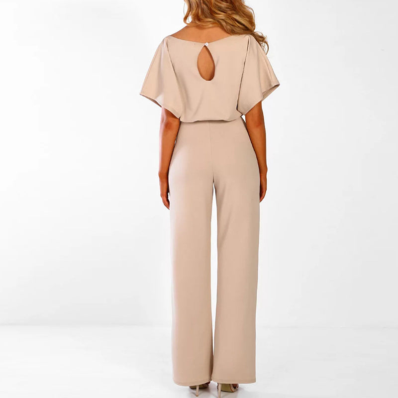 Stylowy kombinezon projektanta - AuraElegance-Beżowy-S-Trend Polska