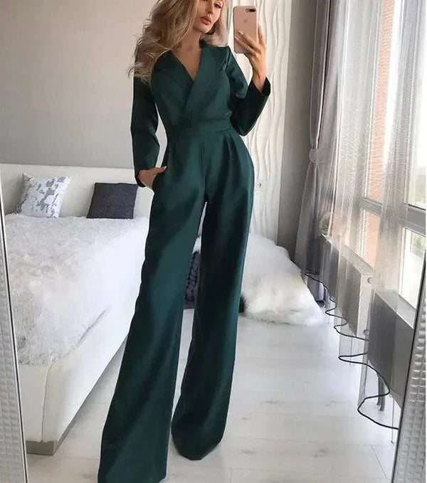 Stylowy kombinezon z długimi rękawami - Sophie-Zielony-S-Trend Polska