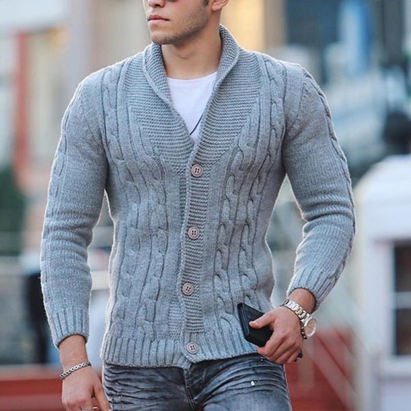 Stylowy sweter męski - Luca-Szary-2XS-Trend Polska