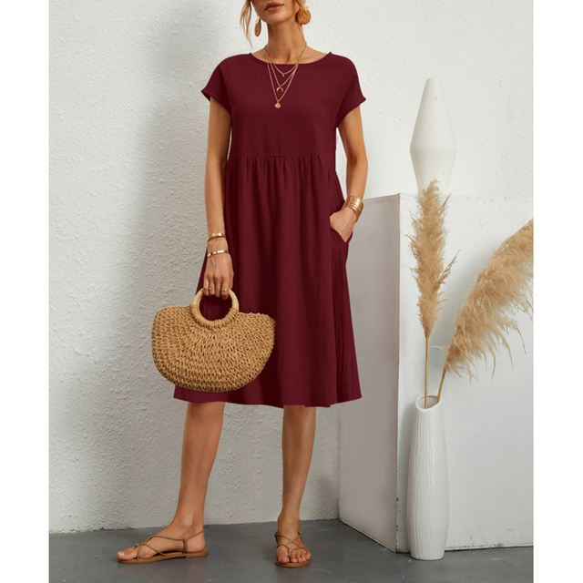 Sukienka letnia - Livia-Bordeaux czerwony-S-Trend Polska