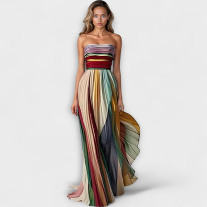 Avery | Pleated Rainbow Strapless Dress | Lunarafi