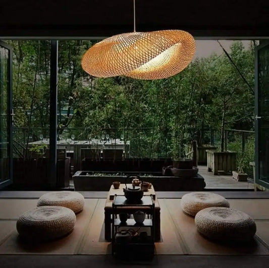 Hanglamp Rotan Natuurlijk Bamboe Hout 60cm Verstelbaar Tot 120cm | Restfield