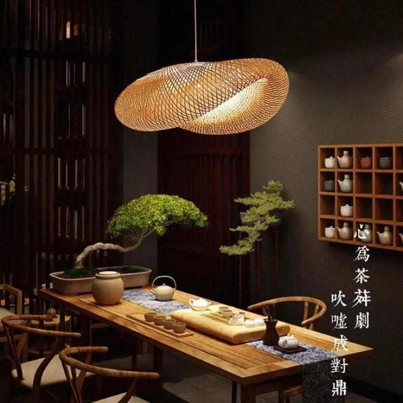 Hanglamp Rotan Natuurlijk Bamboe Hout 60cm Verstelbaar Tot 120cm | Restfield