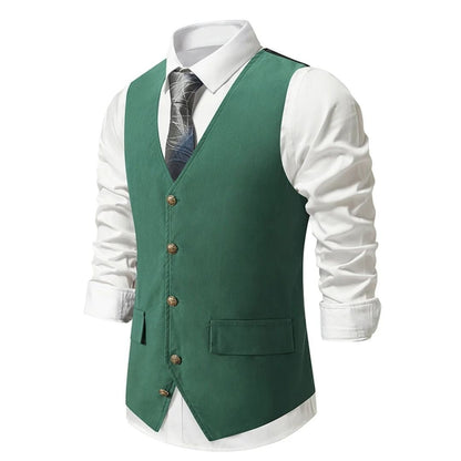 Stilvolle Herrenweste aus Wildleder – Vintage-Grün, Slim Fit