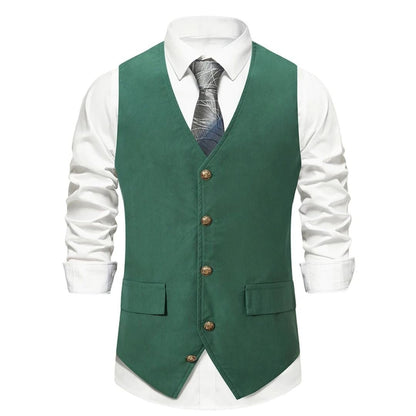 Stilvolle Herrenweste aus Wildleder – Vintage-Grün, Slim Fit
