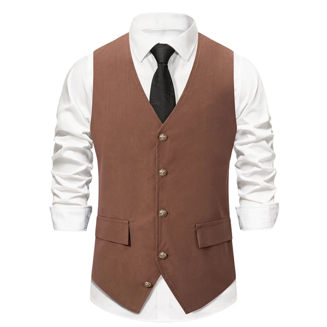 Stilvolle Herrenweste aus Wildleder – Vintage-Grün, Slim Fit