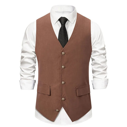 Stilvolle Herrenweste aus Wildleder – Vintage-Grün, Slim Fit