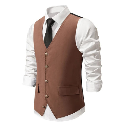 Stilvolle Herrenweste aus Wildleder – Vintage-Grün, Slim Fit