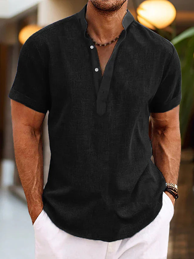 Herren Casual Sommer Henley Shirt | Kurzarm